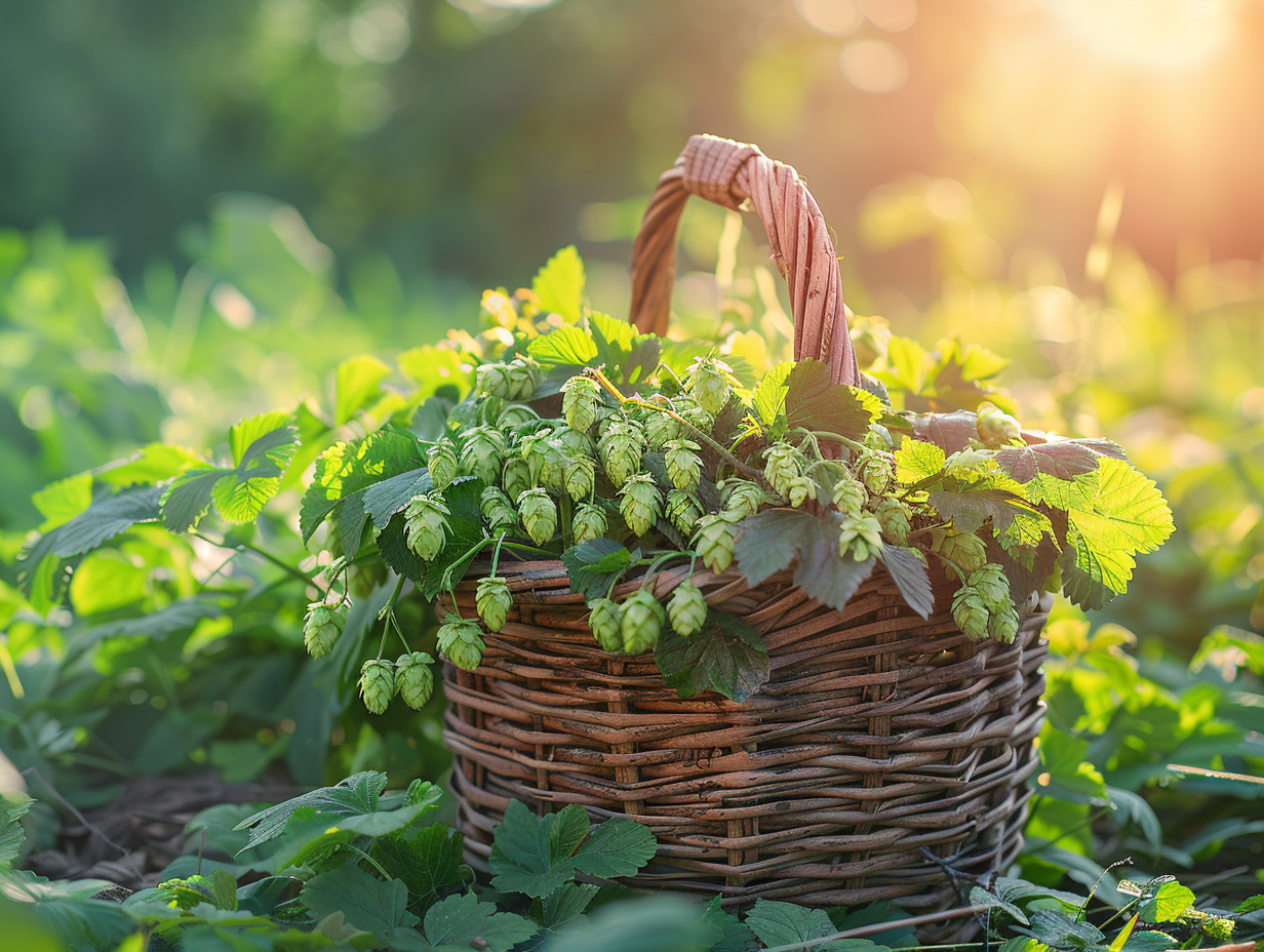 récolte du houblon sauvage